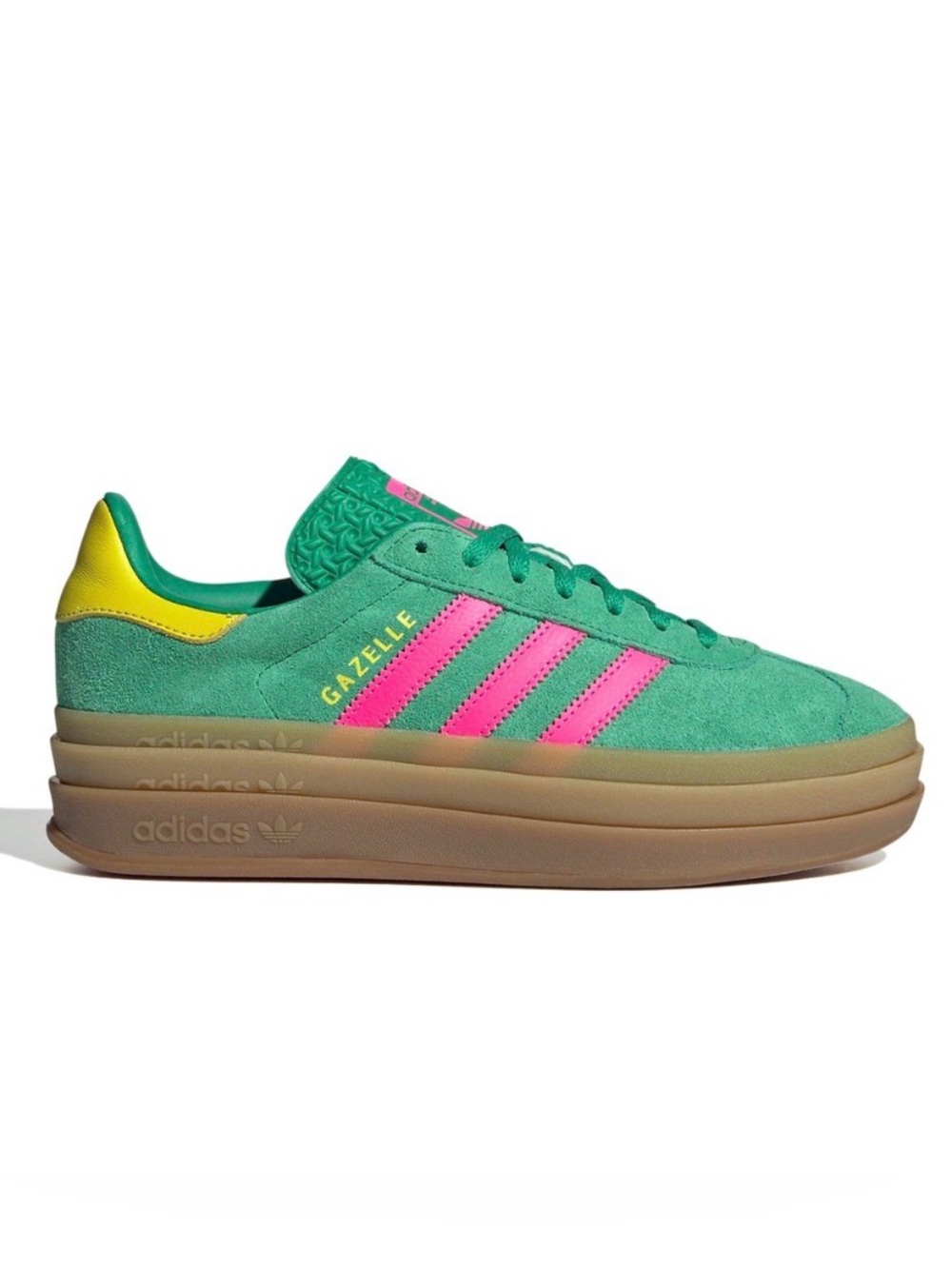 Adidas✨Gazelle Bold Platform Sneaker Court Green Suede/Lucid Pink